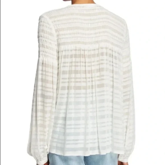 FRAME NWT Blouson Long Sleeve Smocked Blouse Top - Picture 14 of 15